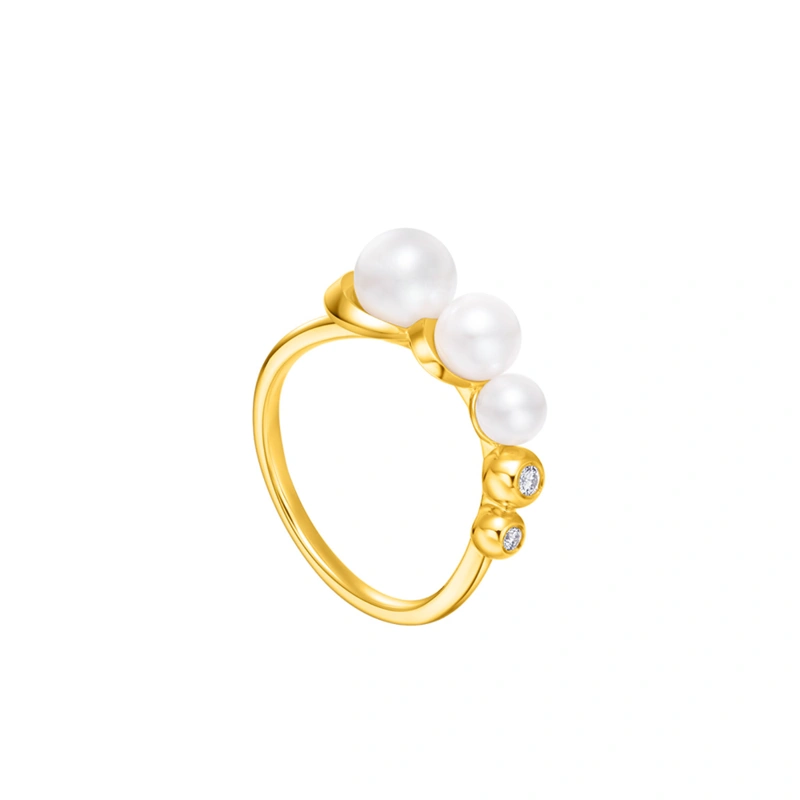 18K/750 Yellow Gold fresh water pearl ring