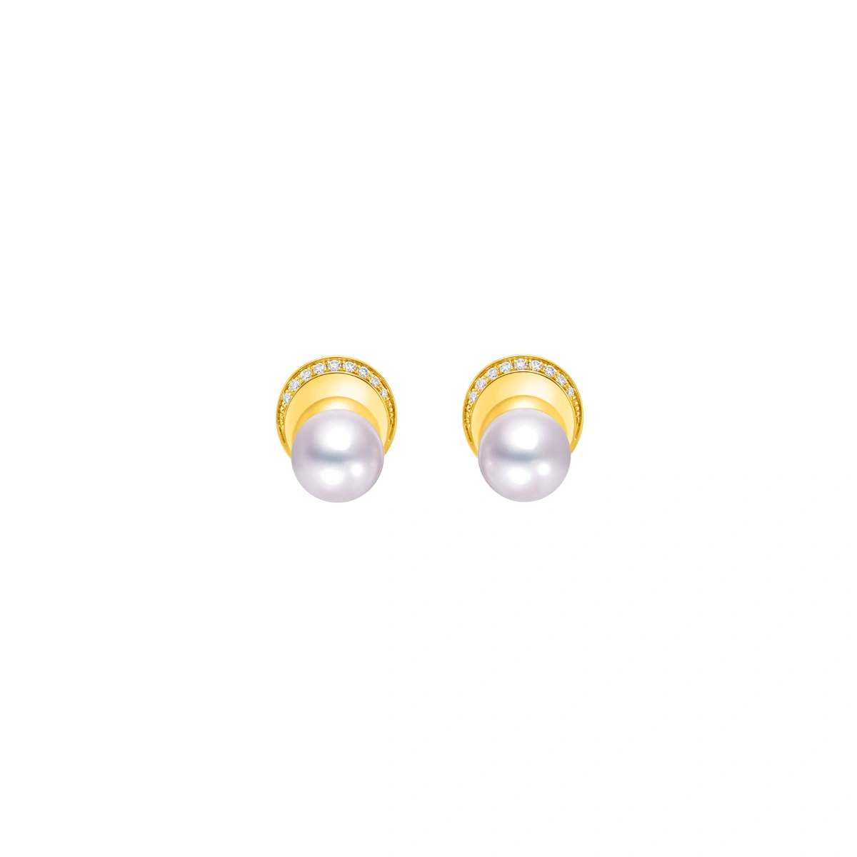 18K/750 Yellow Gold cultured pearl earrings