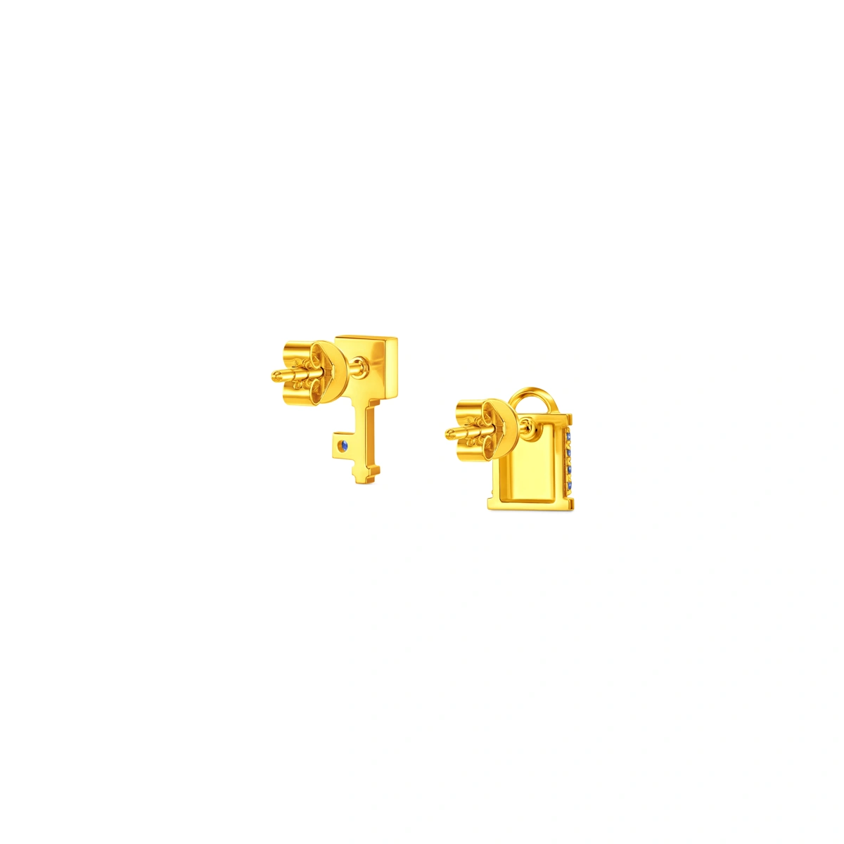 18K/750黄金黄天然藍寶石耳環
