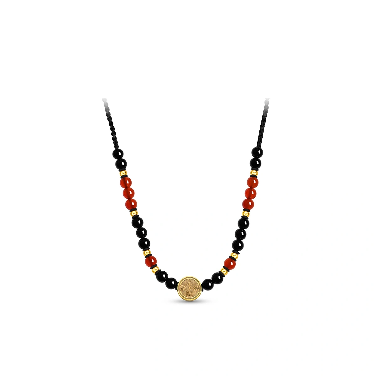 990 Gold Red and Black Agate Necklace