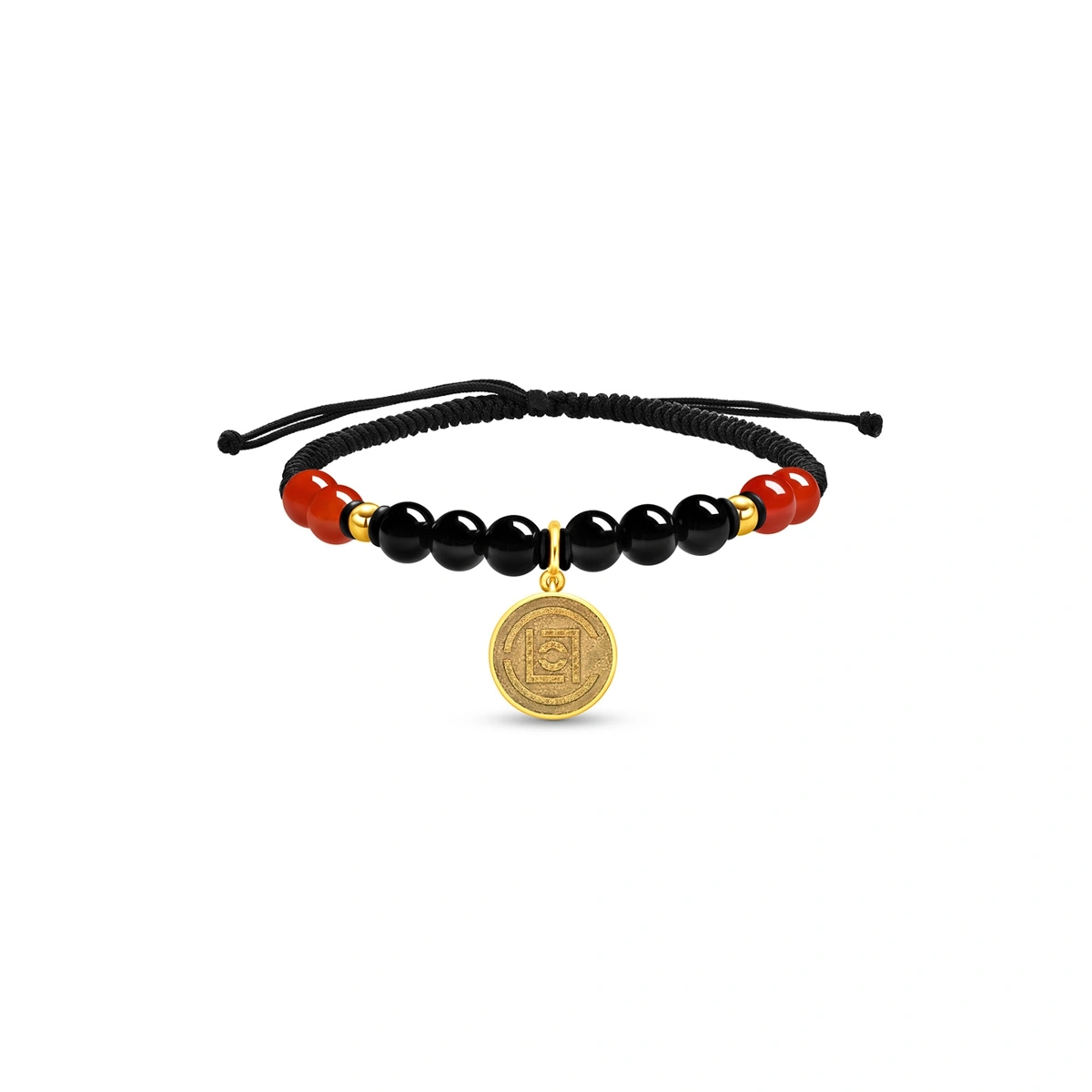 990 Gold Red and Black Agate Bracelet