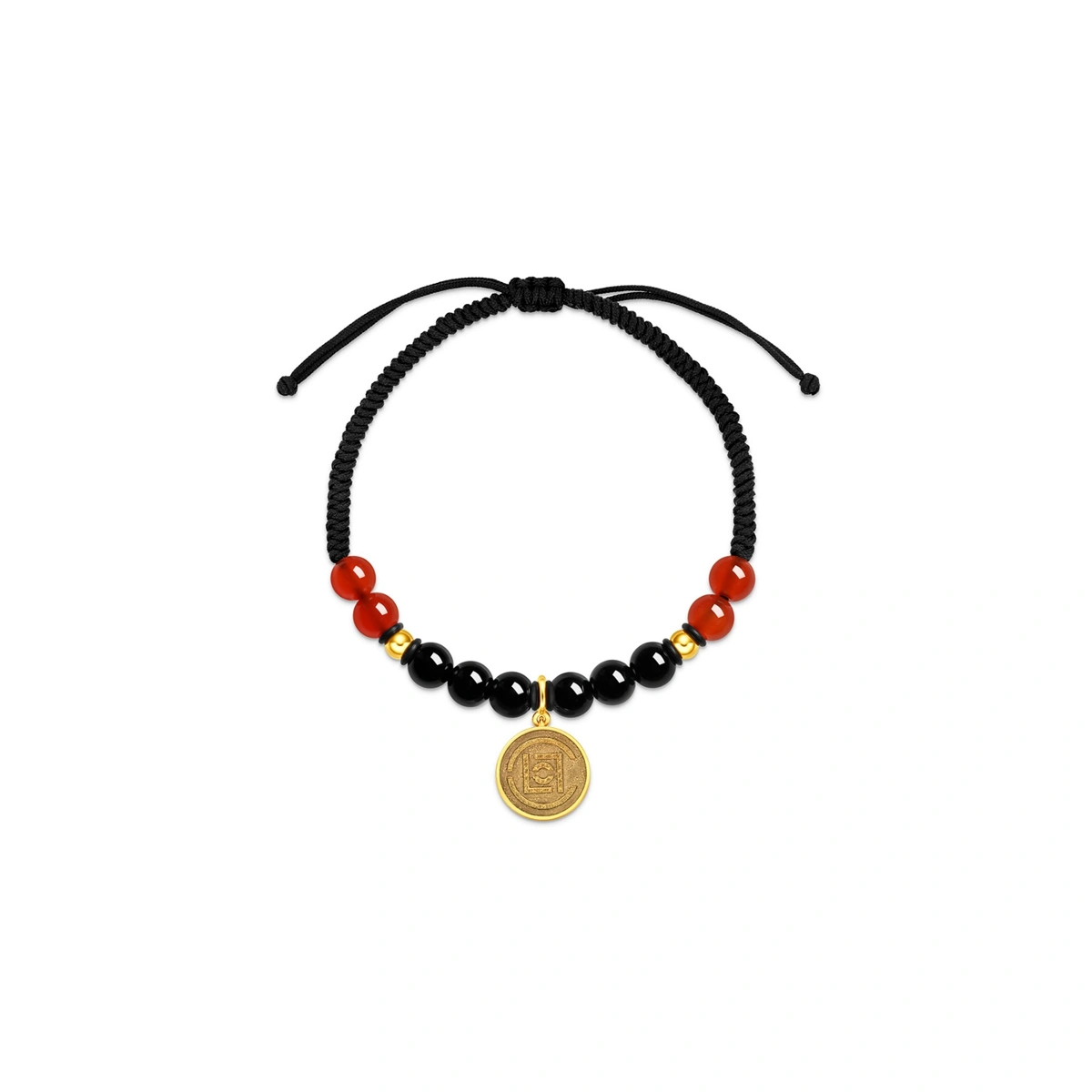 990 Gold Red and Black Agate Bracelet