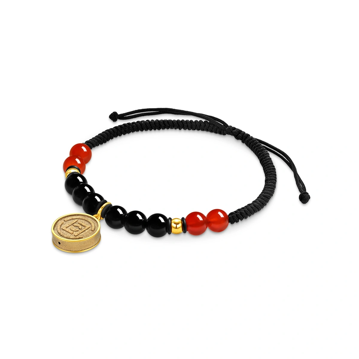 990 Gold Red and Black Agate Bracelet