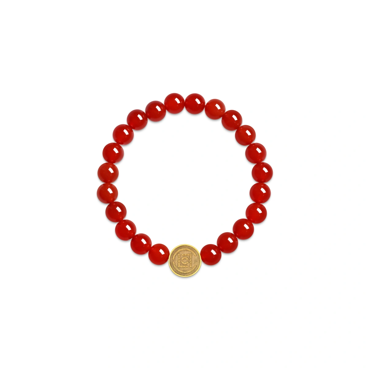 990 Gold Red Agate Beaded Bracelet