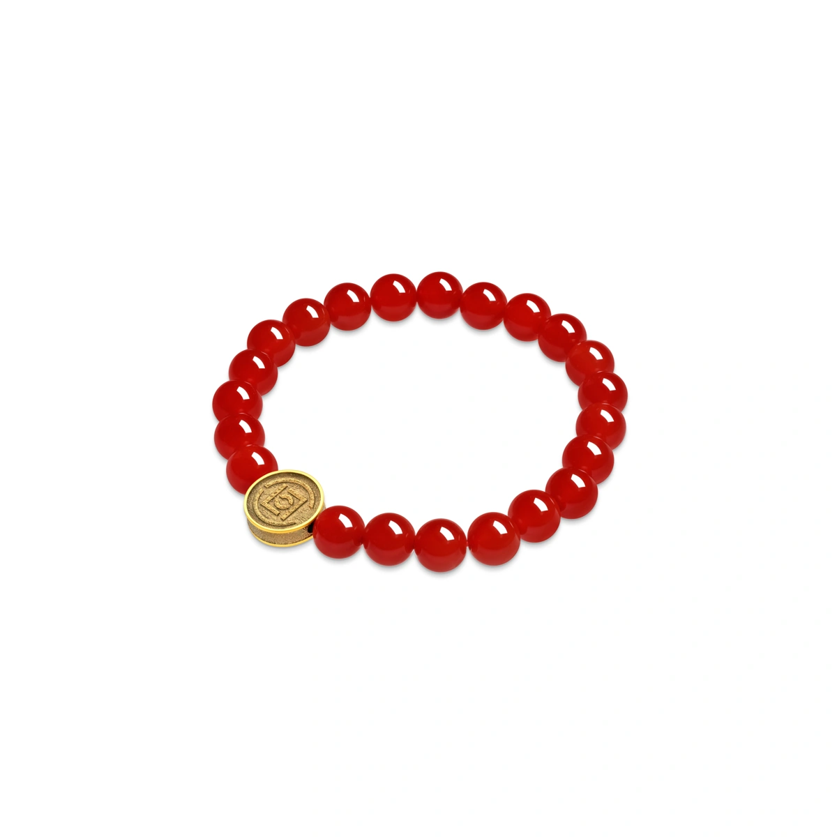 990 Gold Red Agate Beaded Bracelet