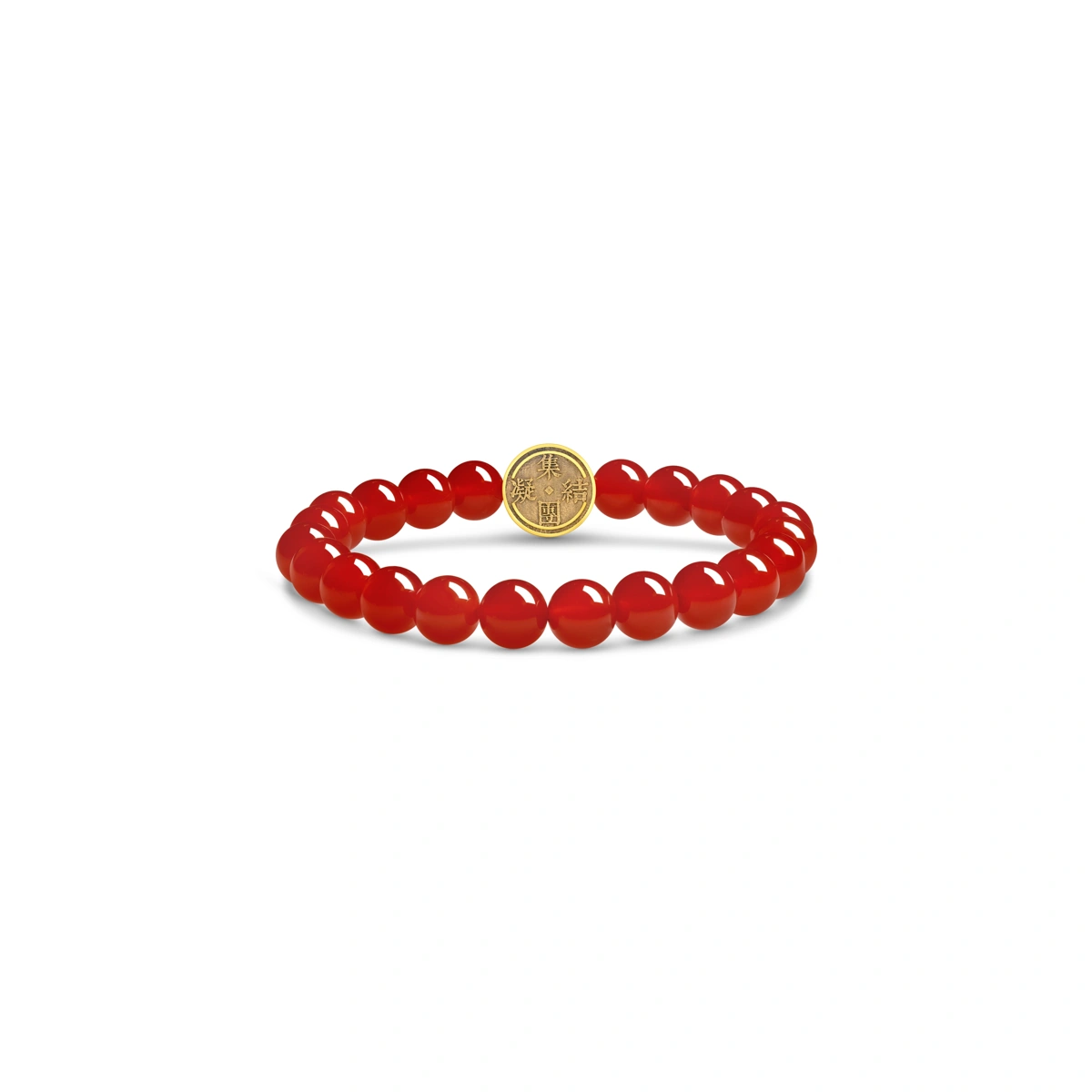 990 Gold Red Agate Beaded Bracelet