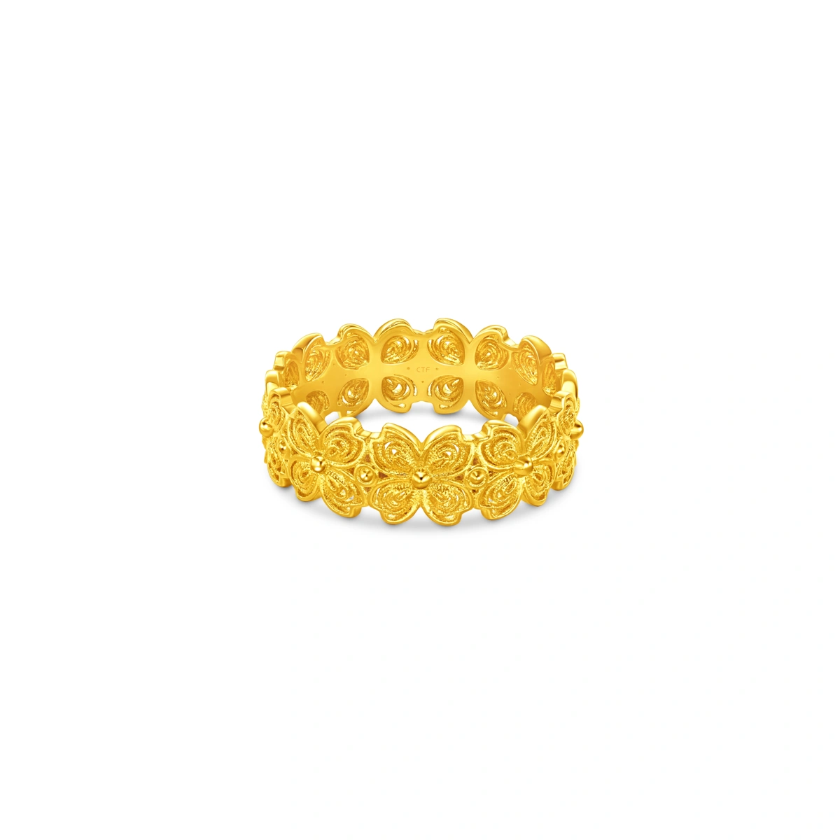 Butterfly Blossom Four-Leaf Clover 999 Gold ring