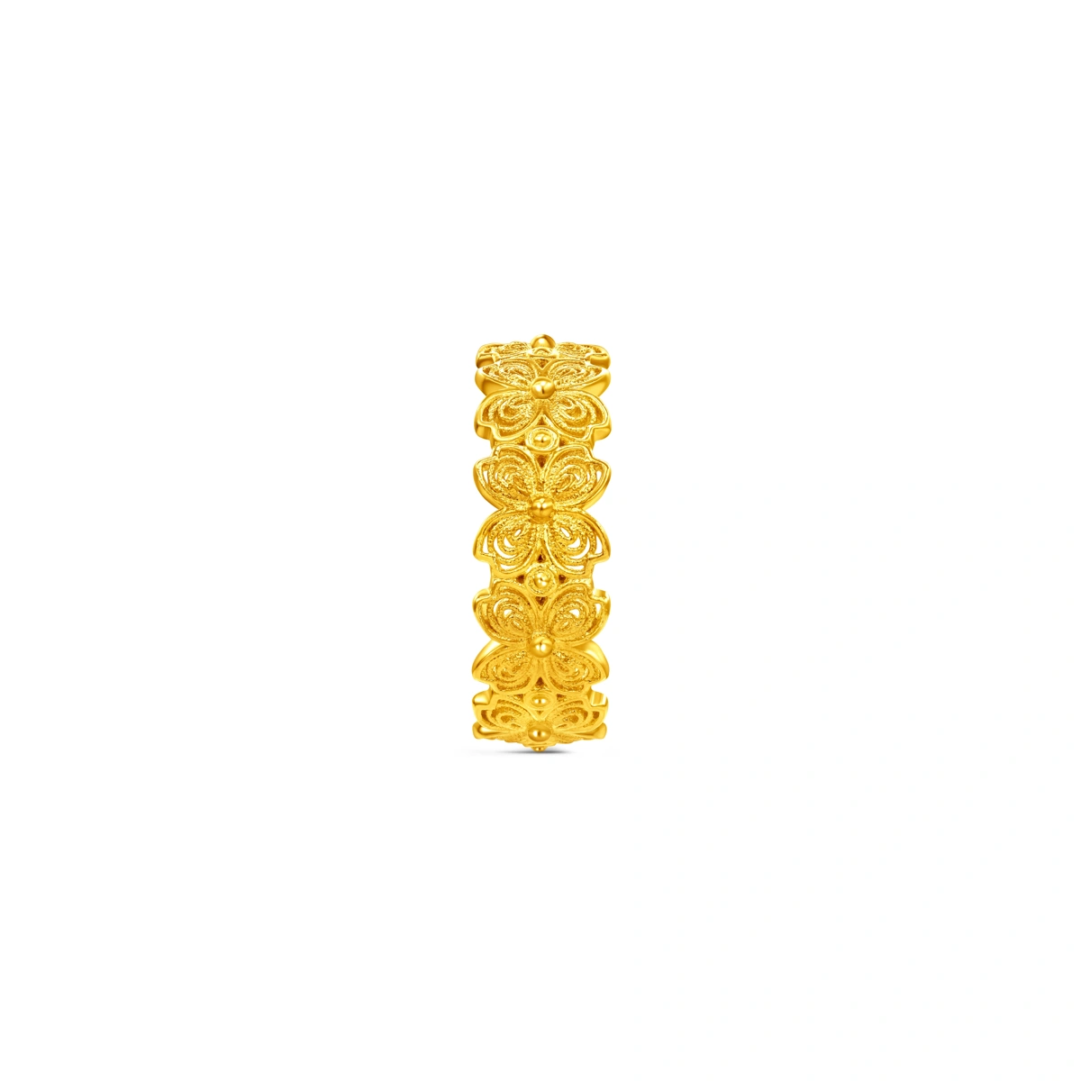 Butterfly Blossom Four-Leaf Clover 999 Gold ring