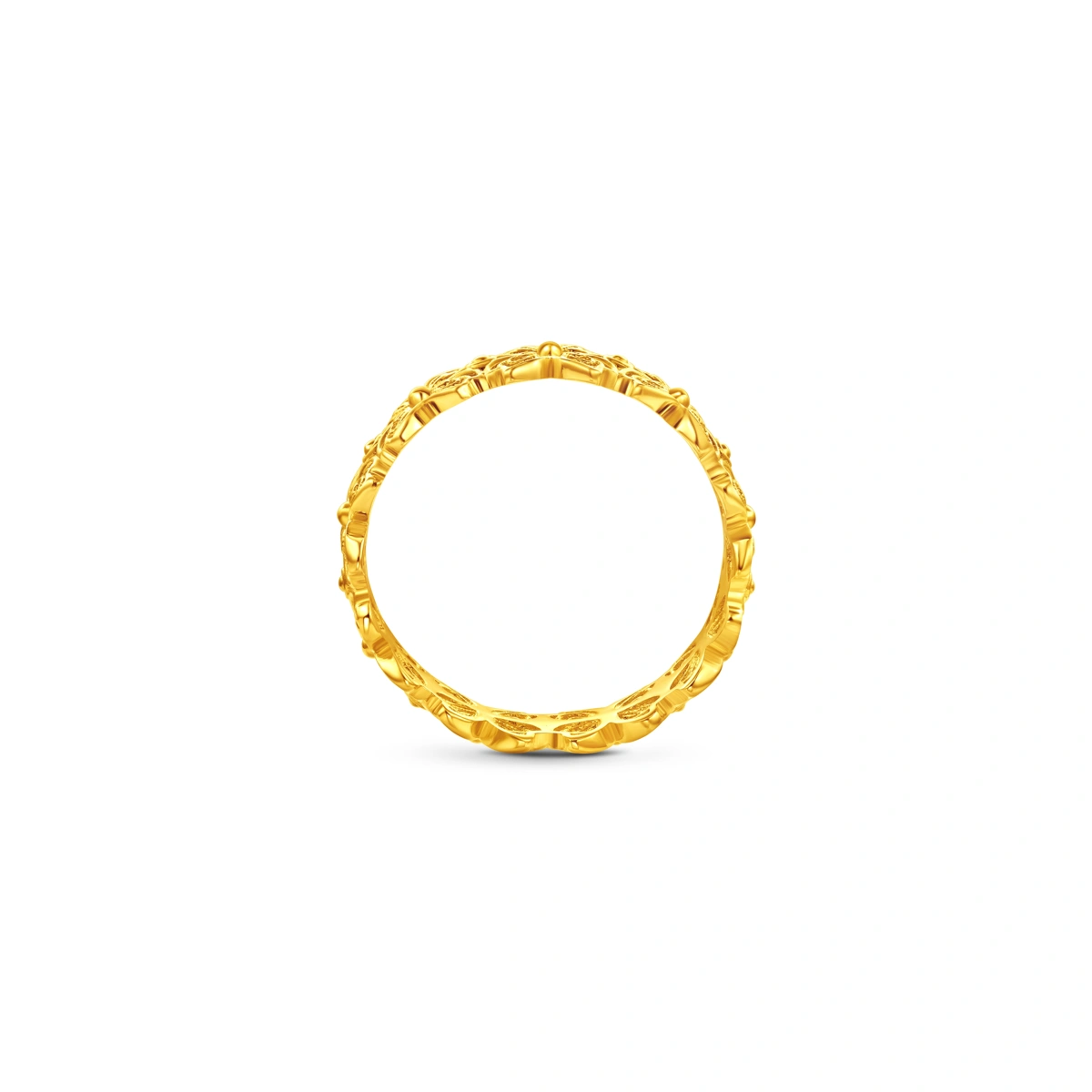 Butterfly Blossom Four-Leaf Clover 999 Gold ring