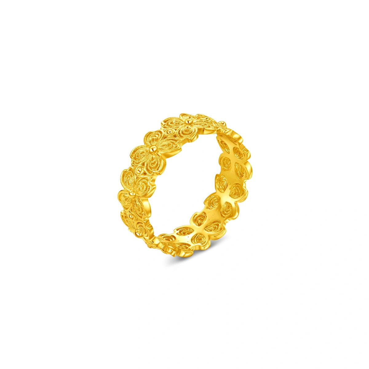 Butterfly Blossom Four-Leaf Clover 999 Gold ring
