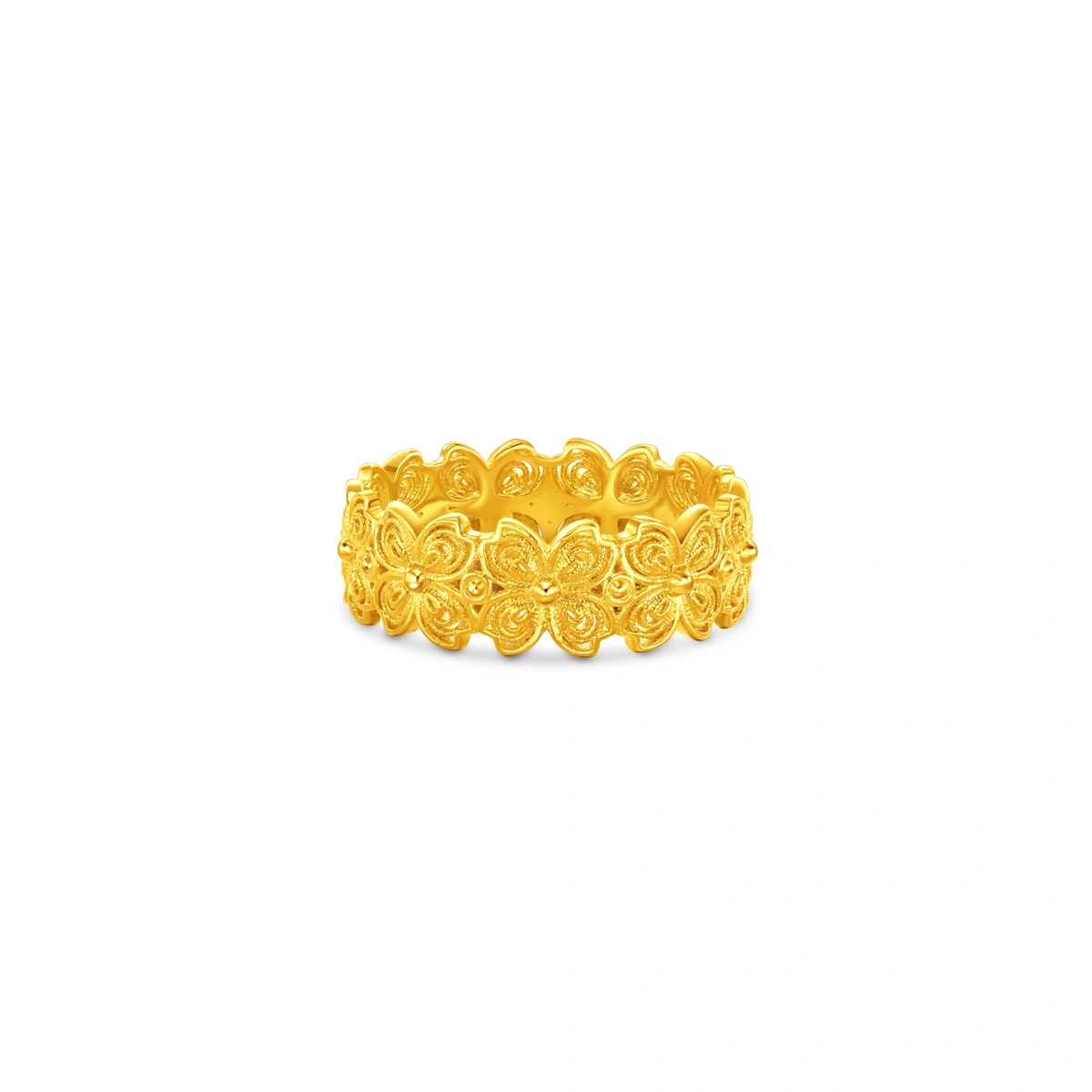 Butterfly Blossom Four-Leaf Clover 999 Gold ring