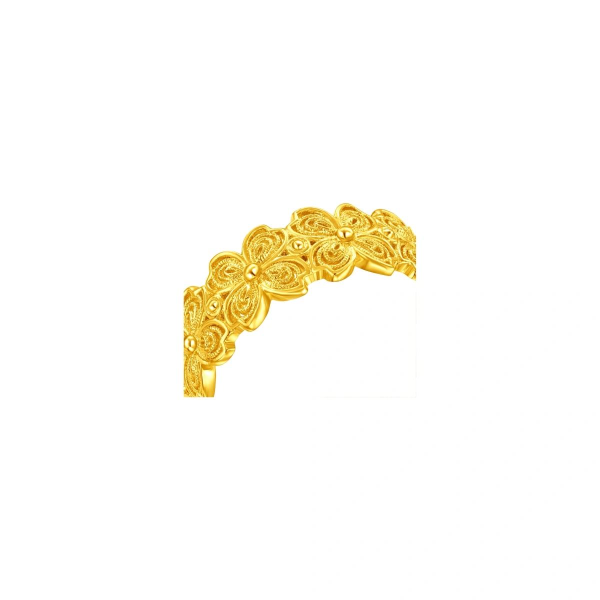 Butterfly Blossom Four-Leaf Clover 999 Gold ring
