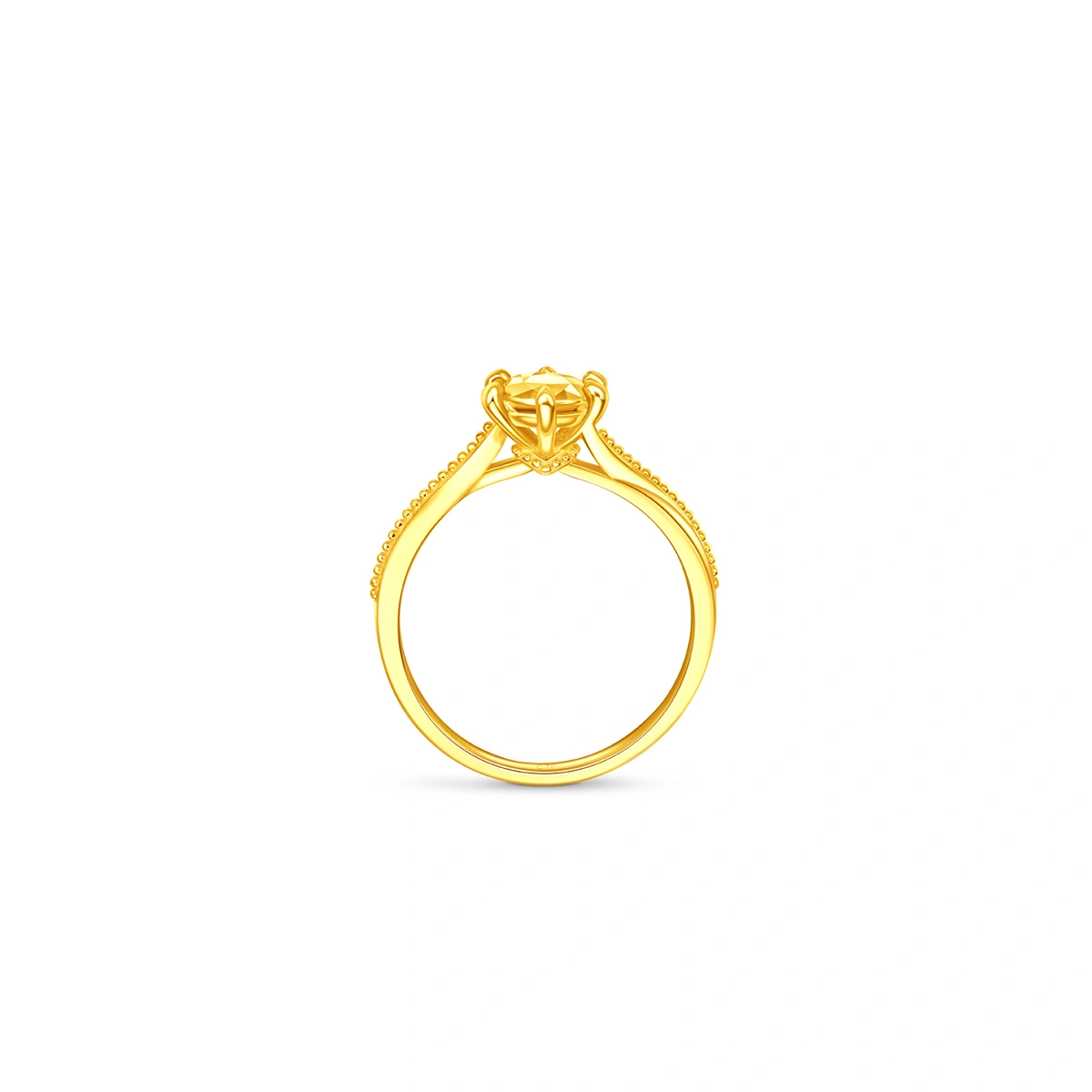 爆閃圓形六爪999足金戒指