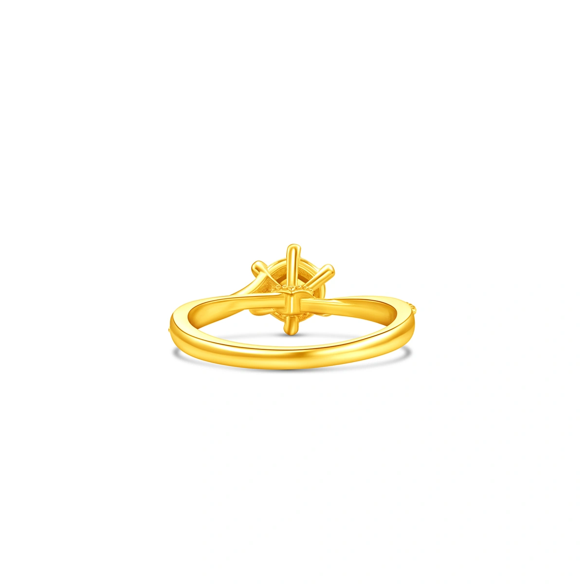 爆閃圓形六爪999足金戒指