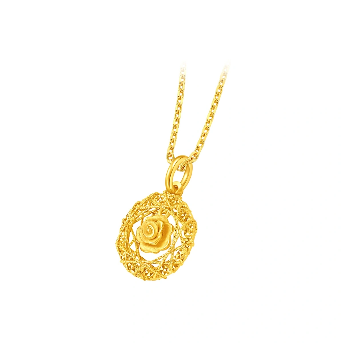 玫瑰花園999足金吊墜