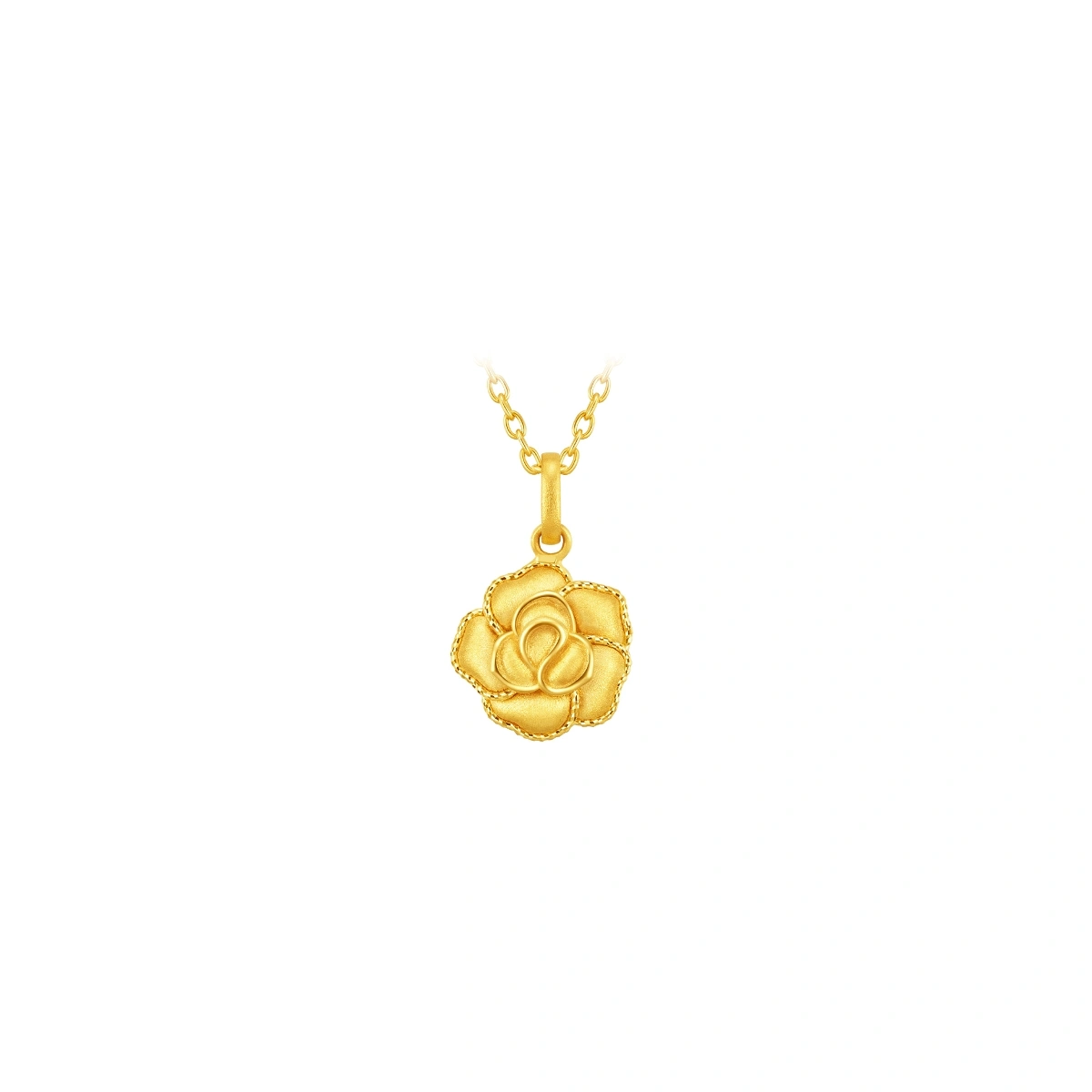 Vintage Blooming Velvet Rose 999 Gold pendant