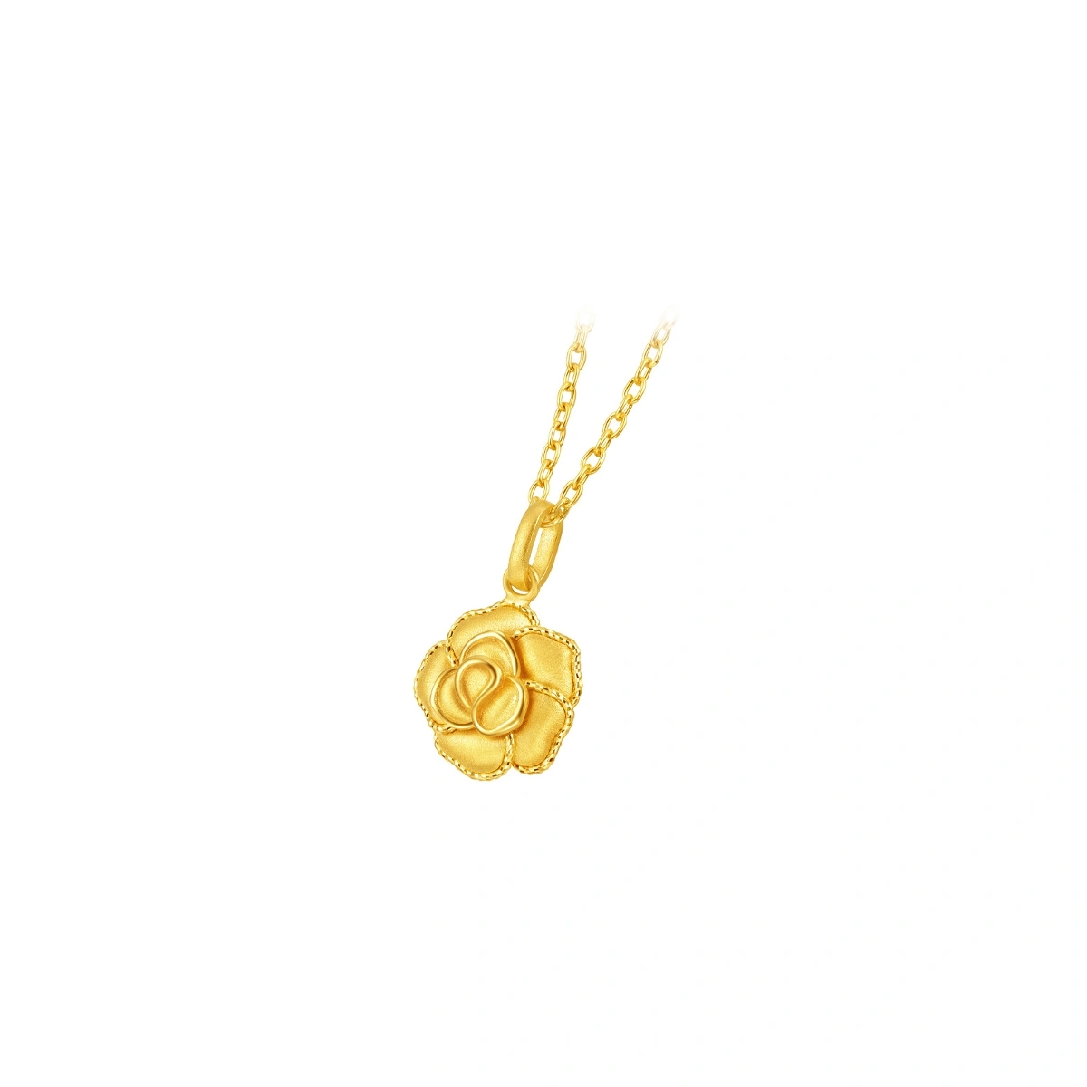 Vintage Blooming Velvet Rose 999 Gold pendant
