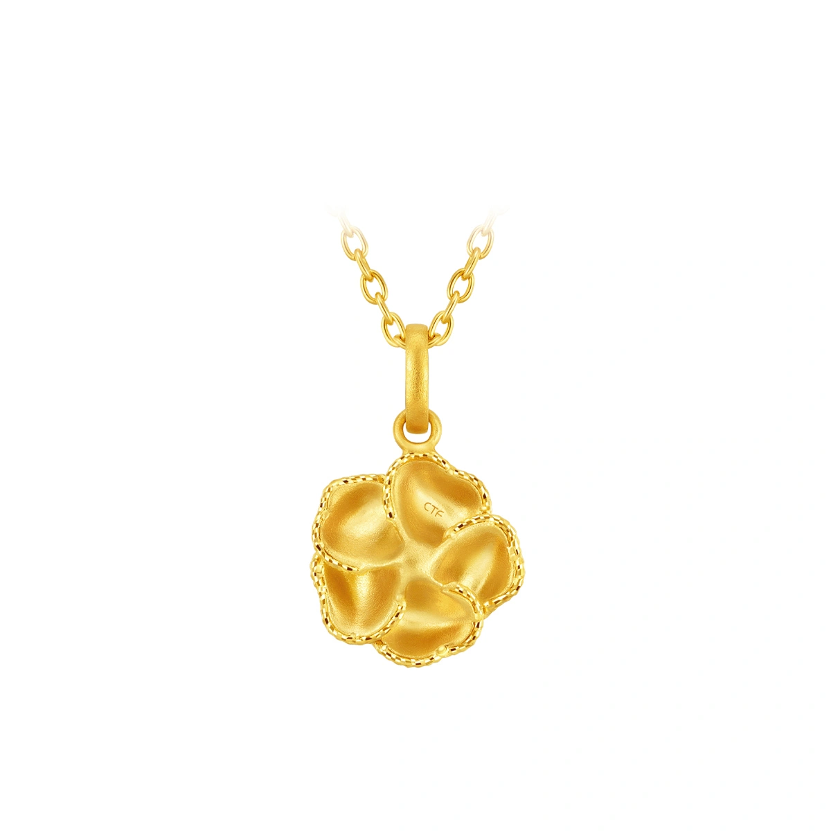Vintage Blooming Velvet Rose 999 Gold pendant