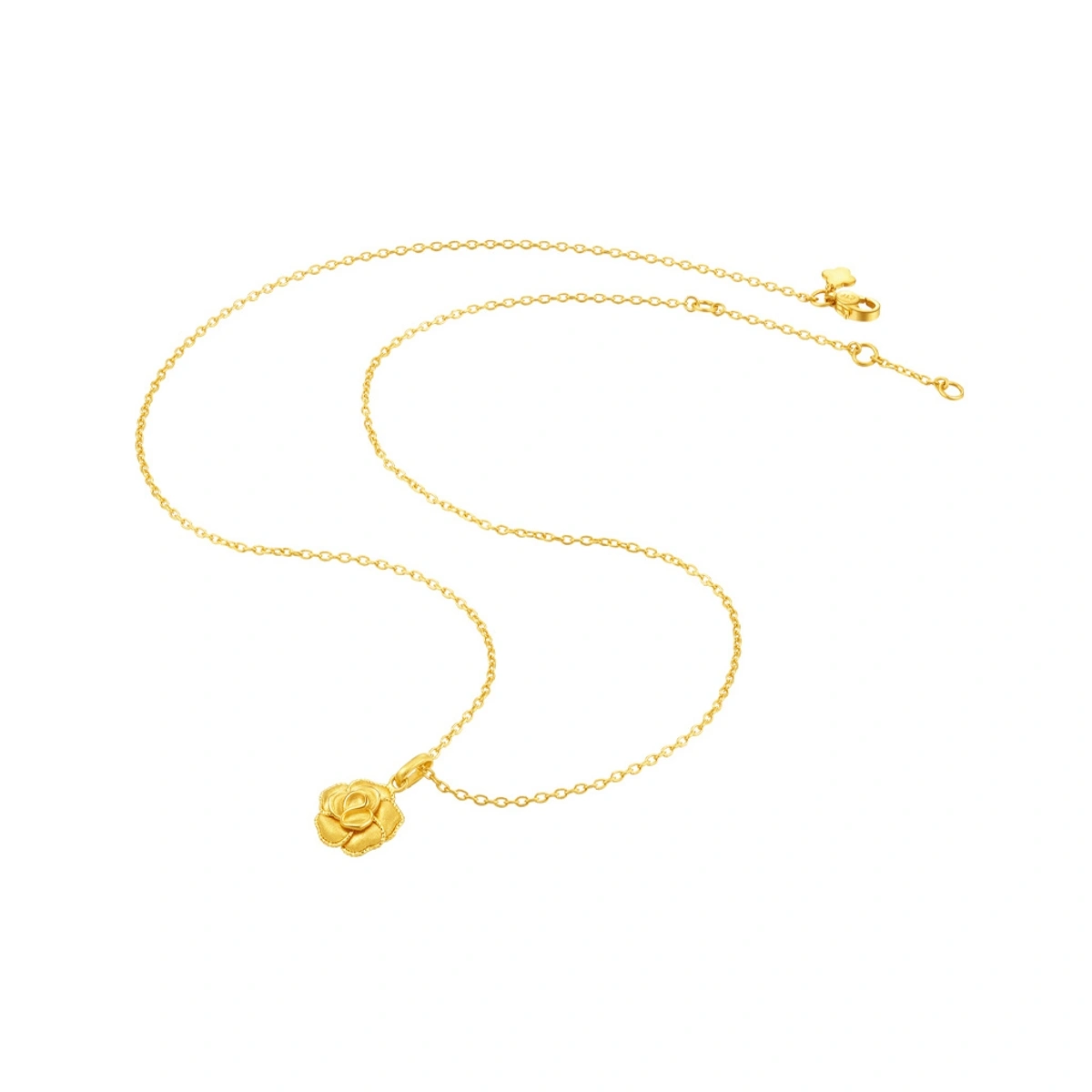 Vintage Blooming Velvet Rose 999 Gold pendant