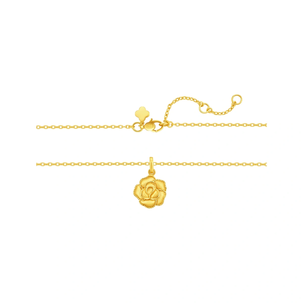 Vintage Blooming Velvet Rose 999 Gold pendant