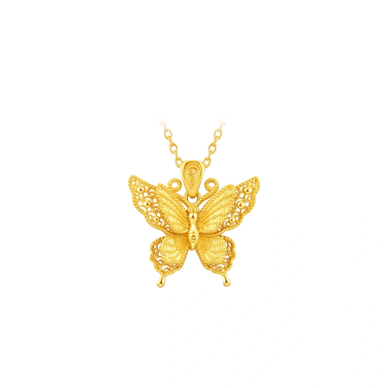 金絲羽蝶蝴蝶999足金吊墜(大版)