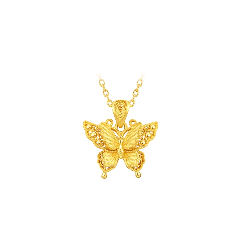 Gold Filigree Butterfly 999 Gold pendant (Small)