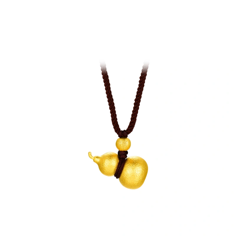 Hammered Fortune Gourd 999 Gold pendant