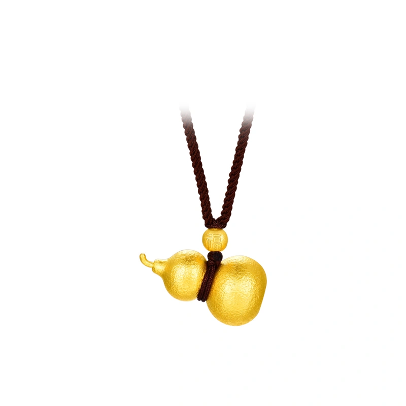 Hammered Fortune Gourd 999 Gold pendant