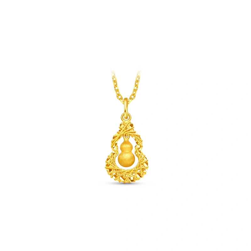 Sparkling Fortune Gourd 999 Gold pendant