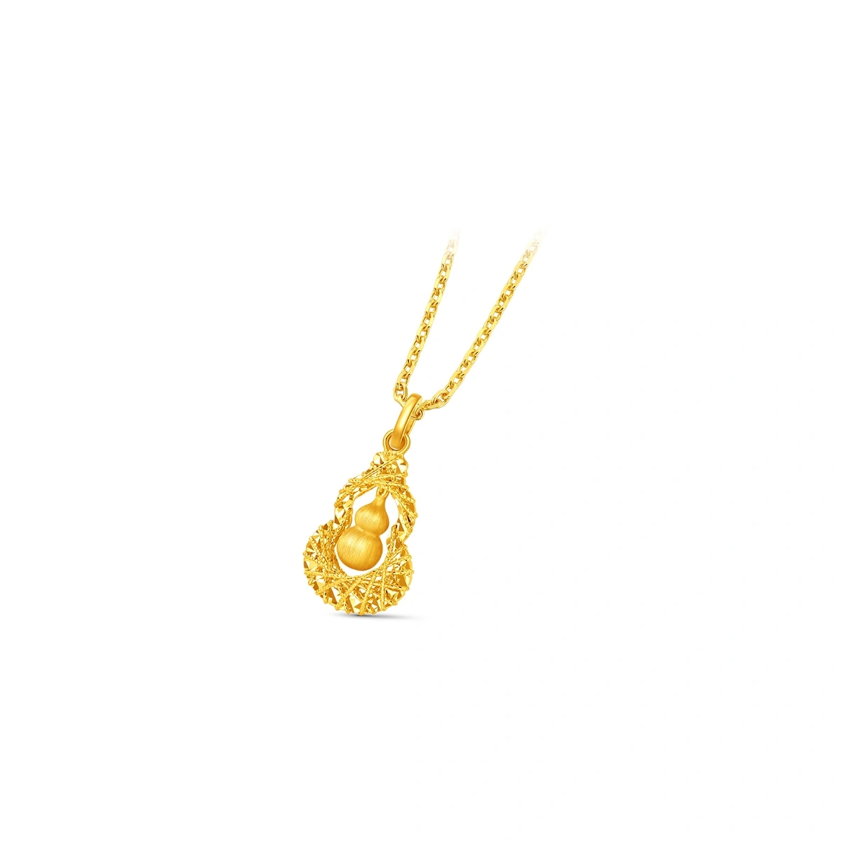 Sparkling Fortune Gourd 999 Gold pendant