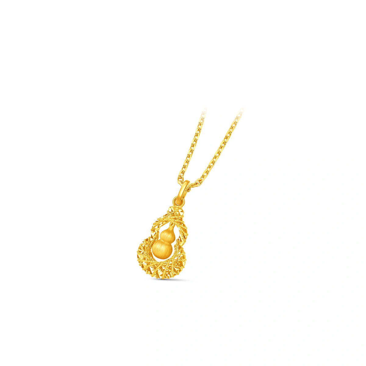爆閃福祿金絲葫蘆999足金吊墜