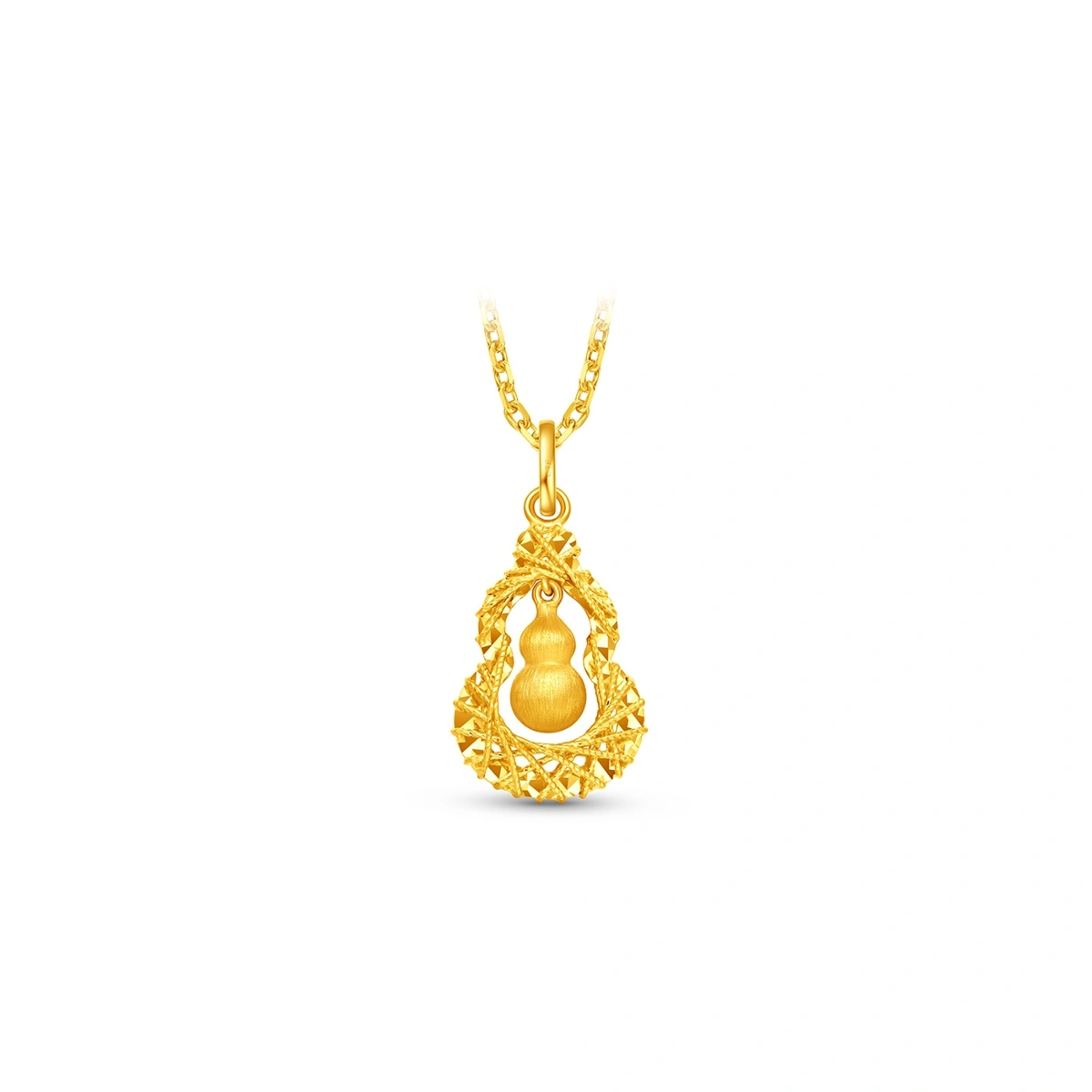 Sparkling Fortune Gourd 999 Gold pendant