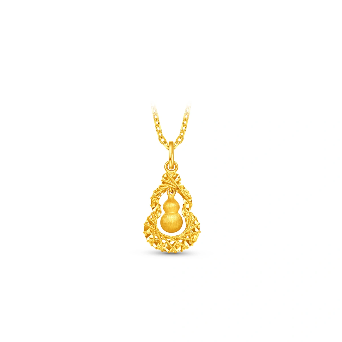 爆閃福祿金絲葫蘆999足金吊墜