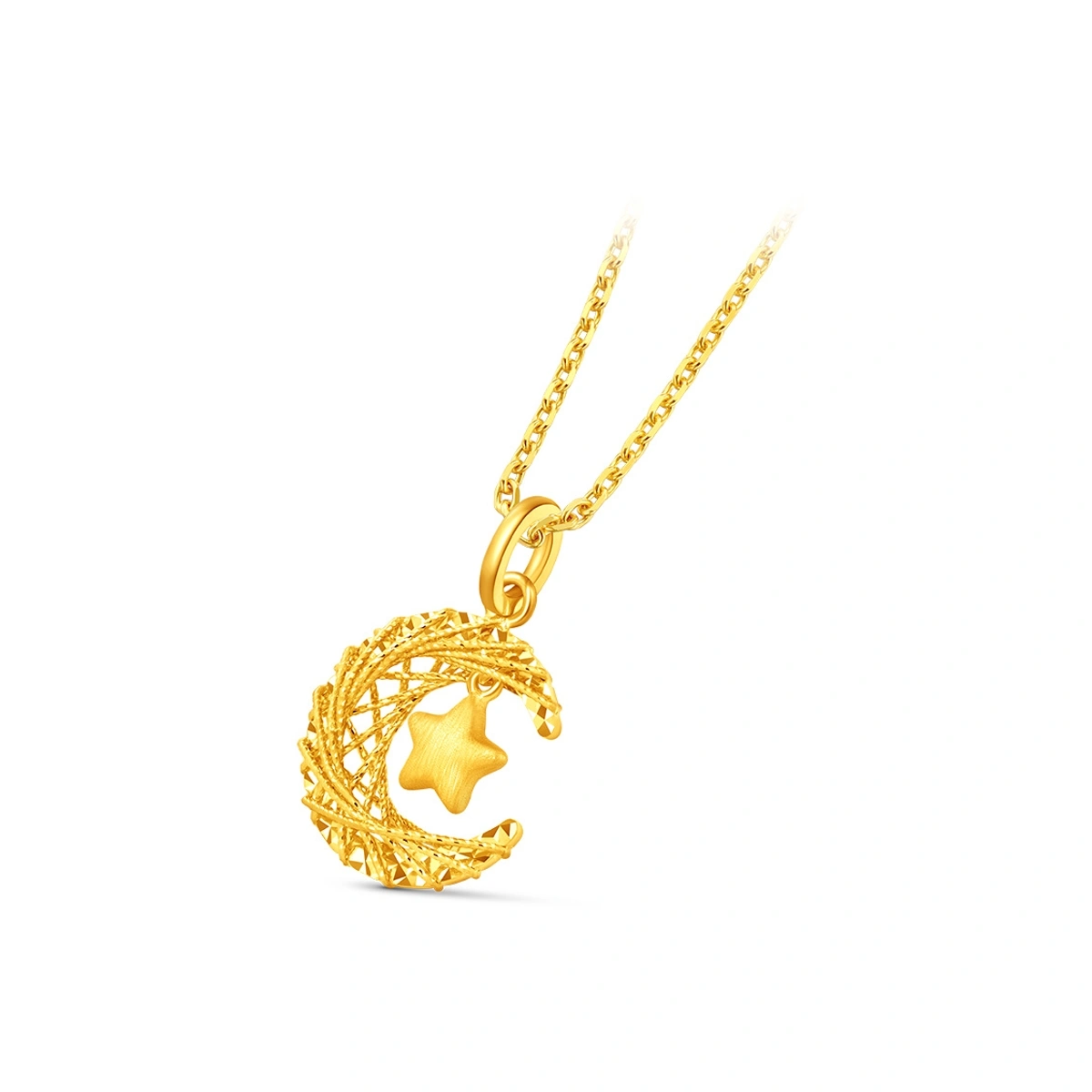 Star and Crescent Moon 999 Gold pendant (Small)
