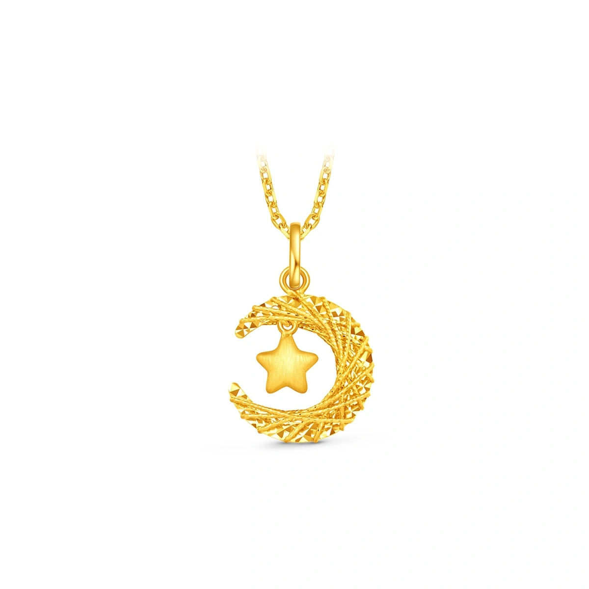 Star and Crescent Moon 999 Gold pendant (Small)
