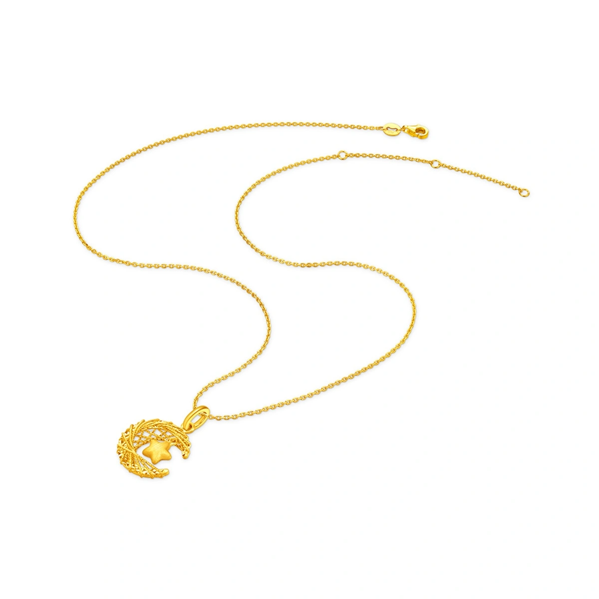 Star and Crescent Moon 999 Gold pendant (Small)