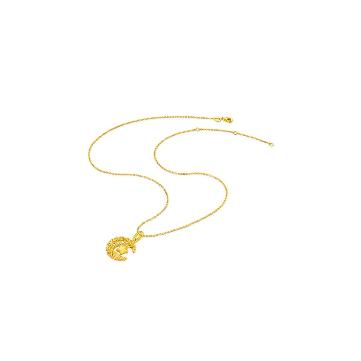 Star and Crescent Moon 999 Gold pendant
