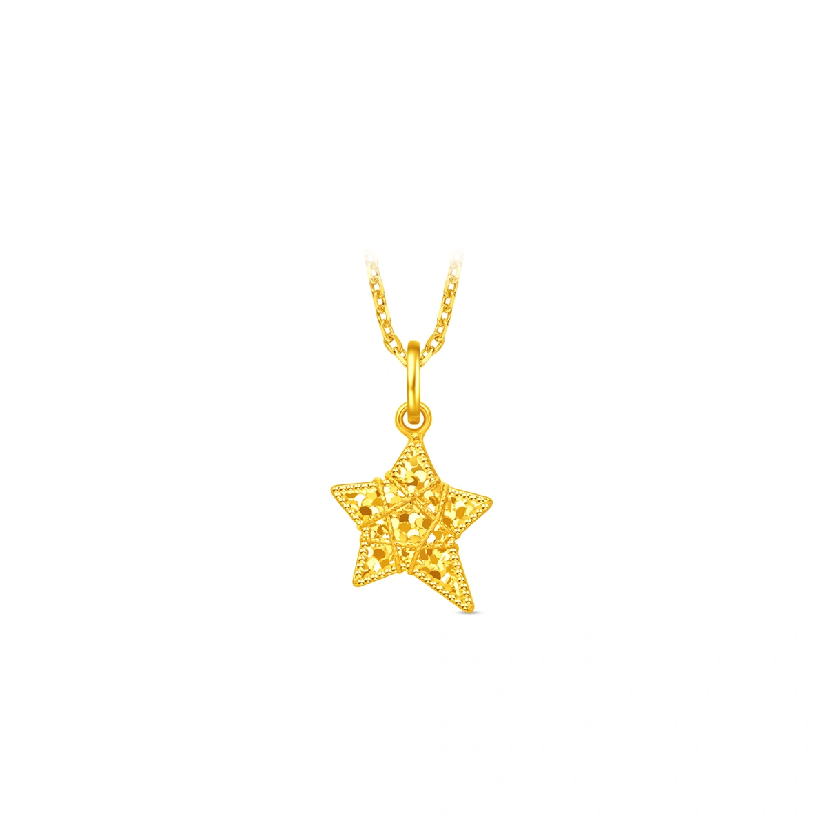 織夢星星爆閃碎冰999足金吊墜