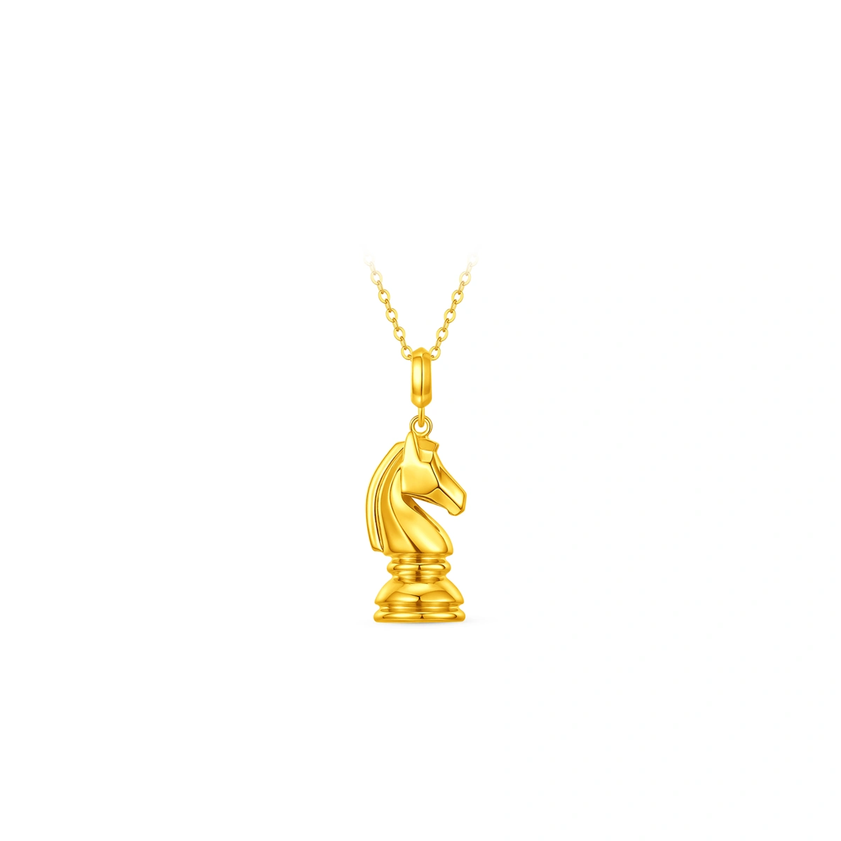 Chess Knight Horse 999 Gold Pendant (Large)