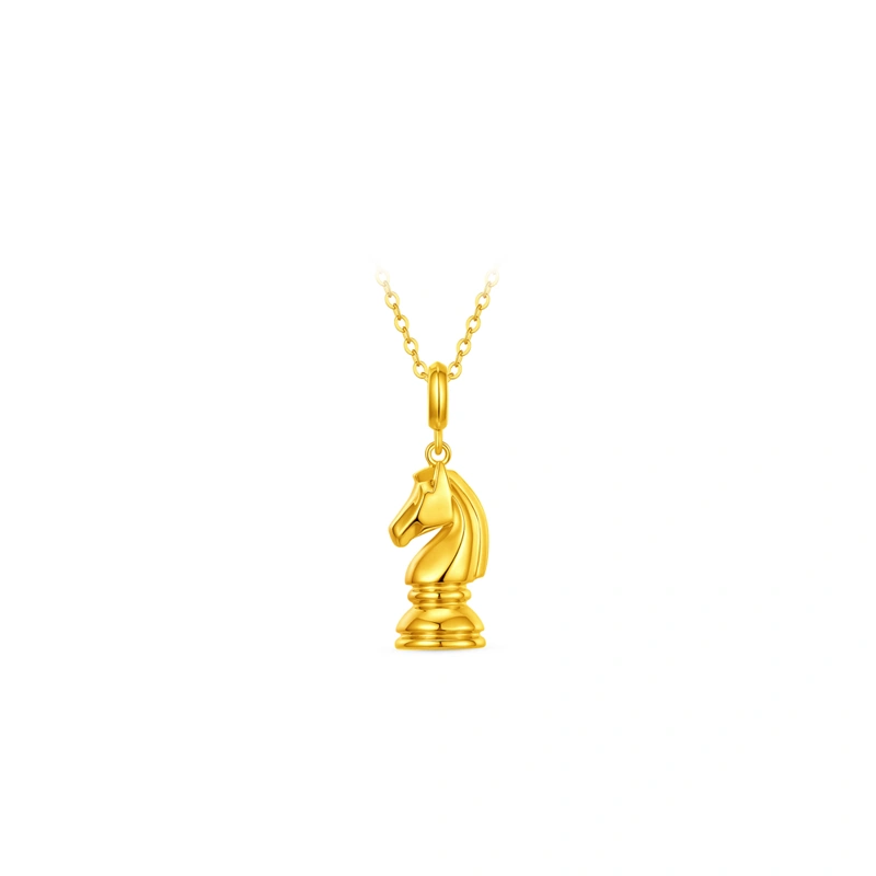 Chess Knight Horse 999 Gold Pendant (Small)