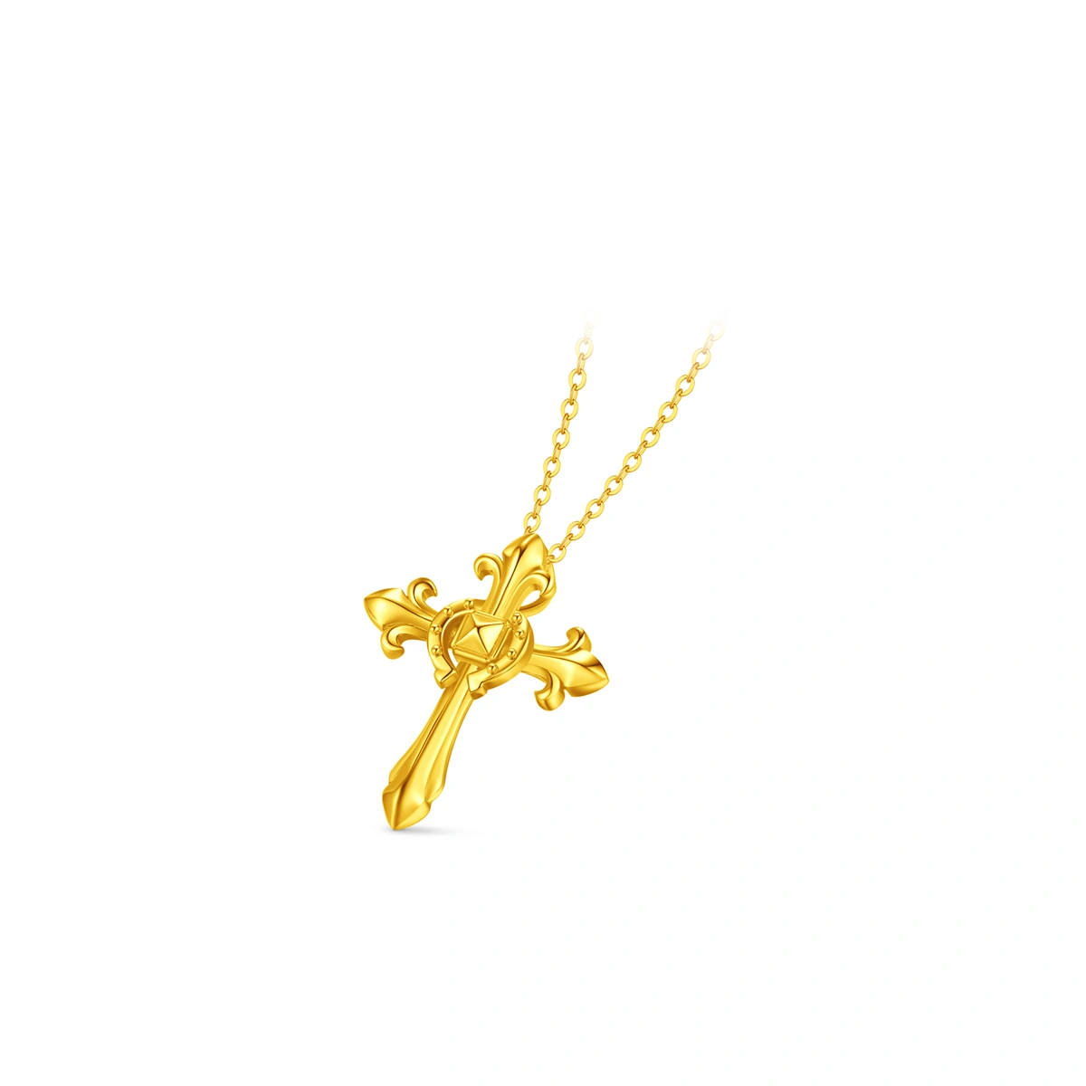 Fleur-de-lis Scepter & Horseshoe Clasp 999 Gold pendant