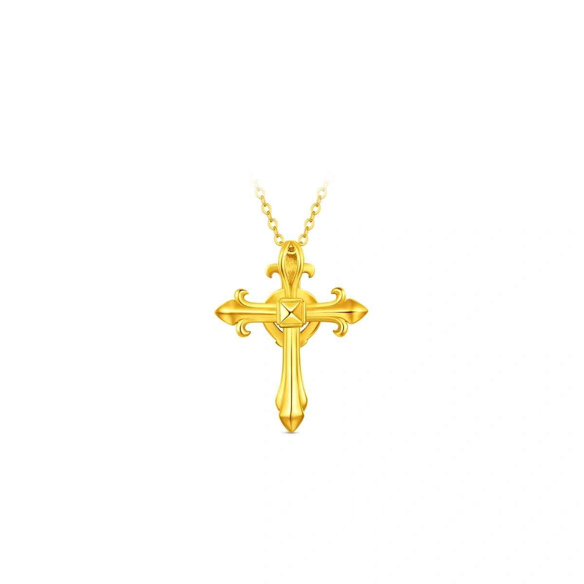 Fleur-de-lis Scepter & Horseshoe Clasp 999 Gold pendant