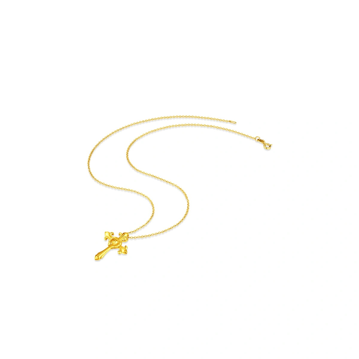 Fleur-de-lis Scepter & Horseshoe Clasp 999 Gold pendant