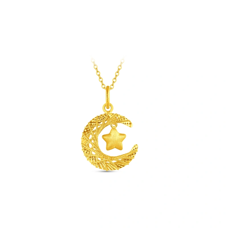 星月織夢月亮星星999足金吊墜(大版)