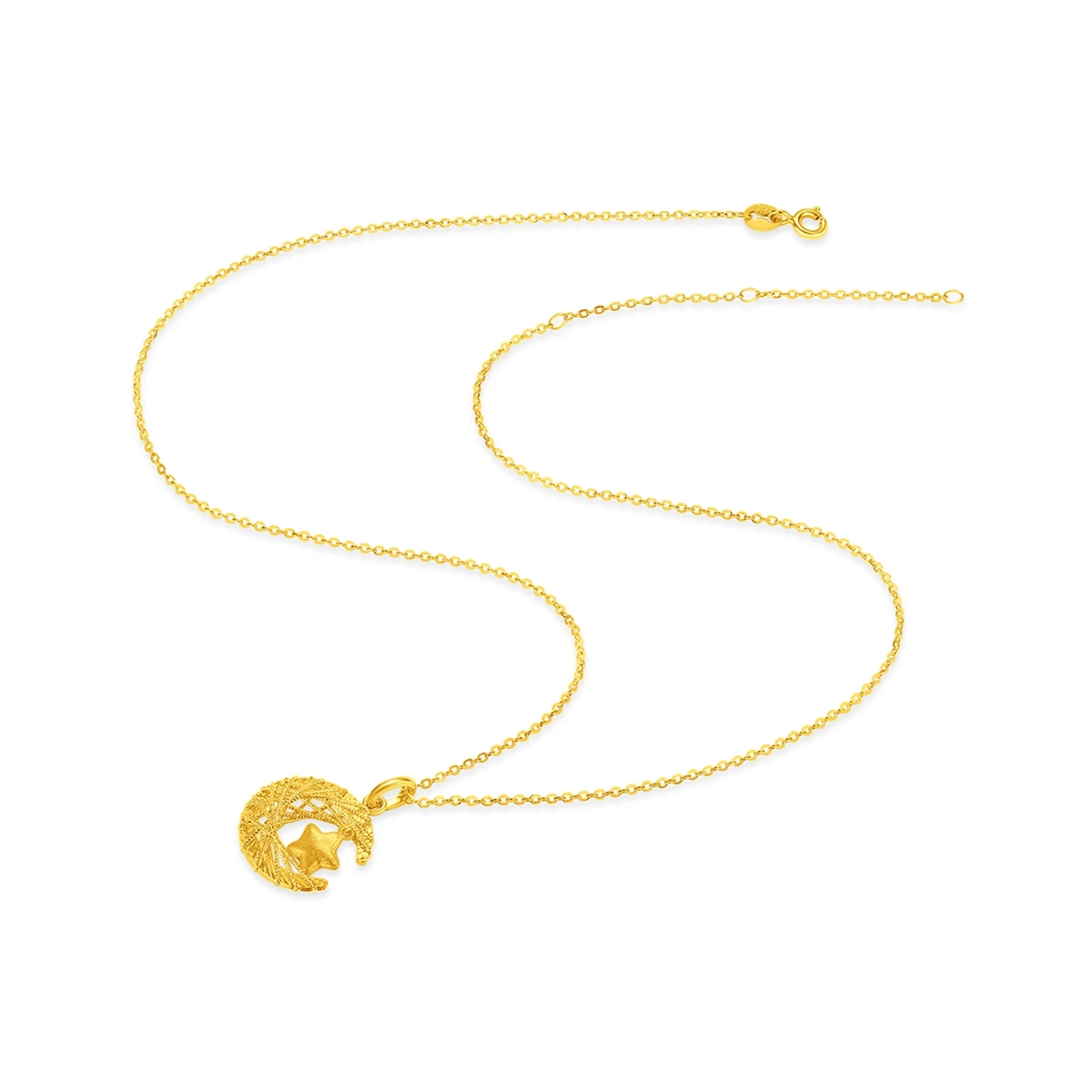 Weave Moon and Star 999 Gold pendant (Large)