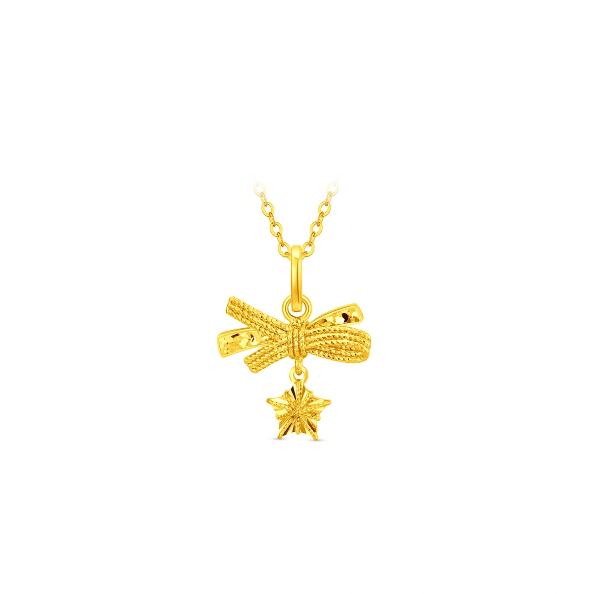 Ribbon and Star 999 Gold pendant