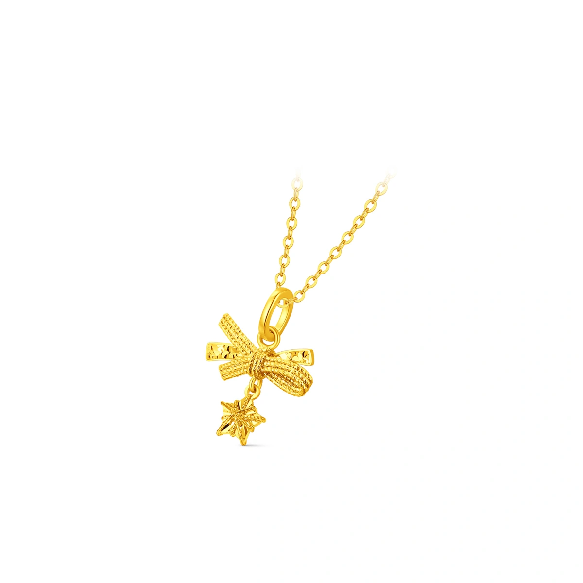 Ribbon and Star 999 Gold pendant