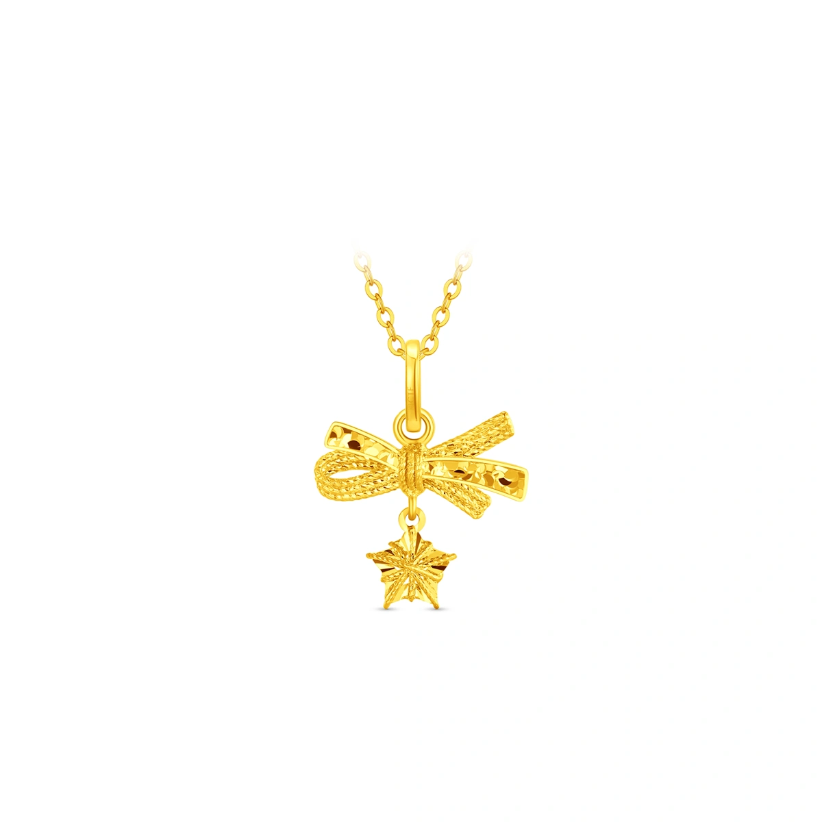 Ribbon and Star 999 Gold pendant