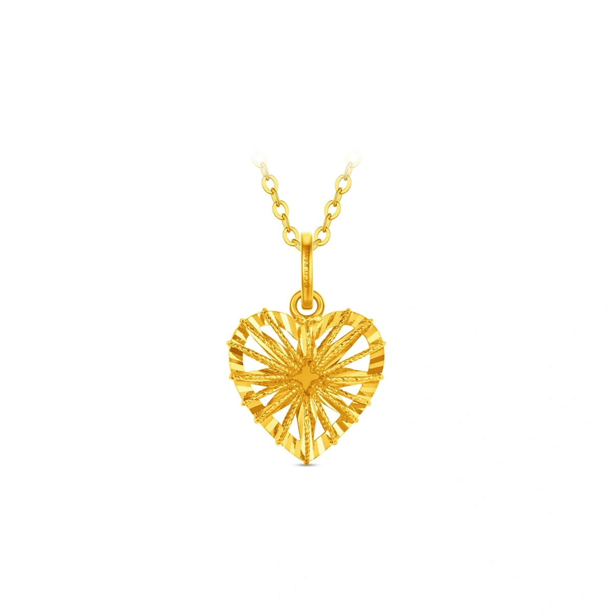 Sparkling Starburst Heart 999 Gold pendant