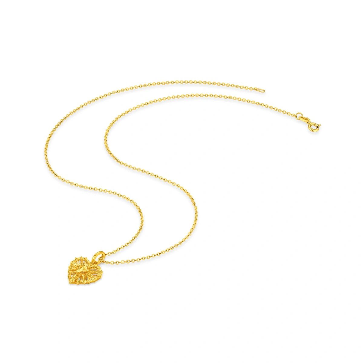 Sparkling Starburst Heart 999 Gold pendant
